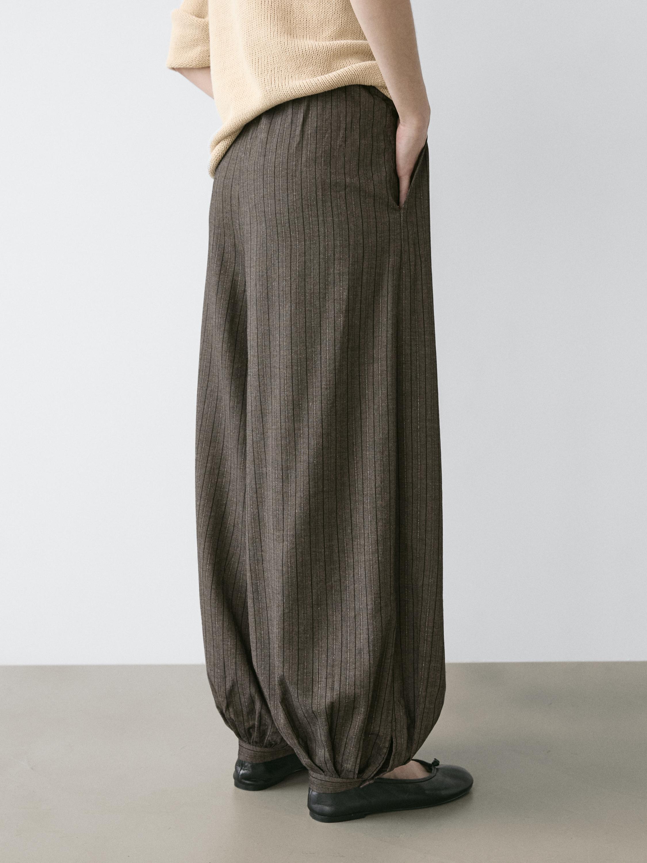 Striped flowing balloon pants